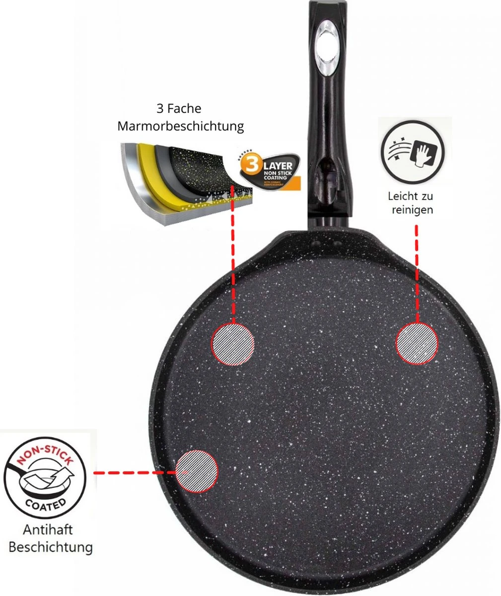 Pannenkoekenpan Antiaanbak - Inductie Marmer - 28cm 6 Pannenkoekenpan Antiaanbak - Inductie Marmer - 28cm - Afbeelding 4