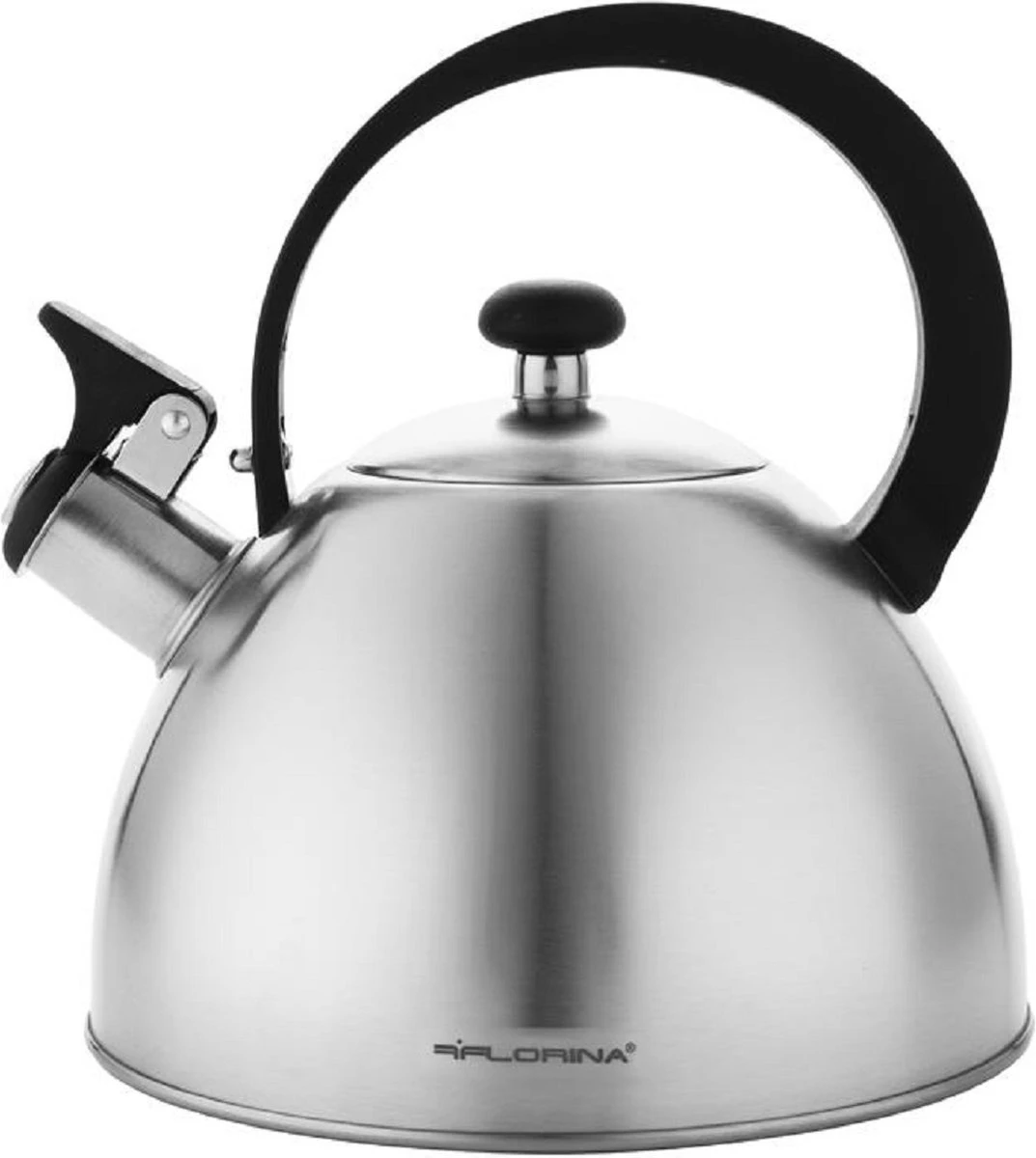 Florina Brillo Fluitketel 2,5L Voor Alle Warmtebronnen - Waterketel - Geborsteld RVS Zilver 3 Florina Brillo Fluitketel 2,5L Voor Alle Warmtebronnen - Waterketel - Geborsteld RVS Zilver