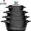 Smile 10 Delige Pannenset - Antiaanbaklaag - Vaatwasser Bestendig - Zwart 1 Smile 10 Delige Pannenset - Antiaanbaklaag - Vaatwasser Bestendig - Zwart -Kookgerei Korting Winkel 1152x1200 1