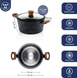 Westinghouse Kookpan/Braadpan Inductie - Ø 24 Cm - Zwart Marmer - Speciale Editie 11 Westinghouse Kookpan/Braadpan Inductie - Ø 24 Cm - Zwart Marmer - Speciale Editie -Kookgerei Korting Winkel 1190x1200