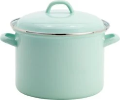 Lite-Body Soeppan / Stamppotpan Met Deksel - Ø 22 Cm/ 6ltr - Emaille - Mintgroen