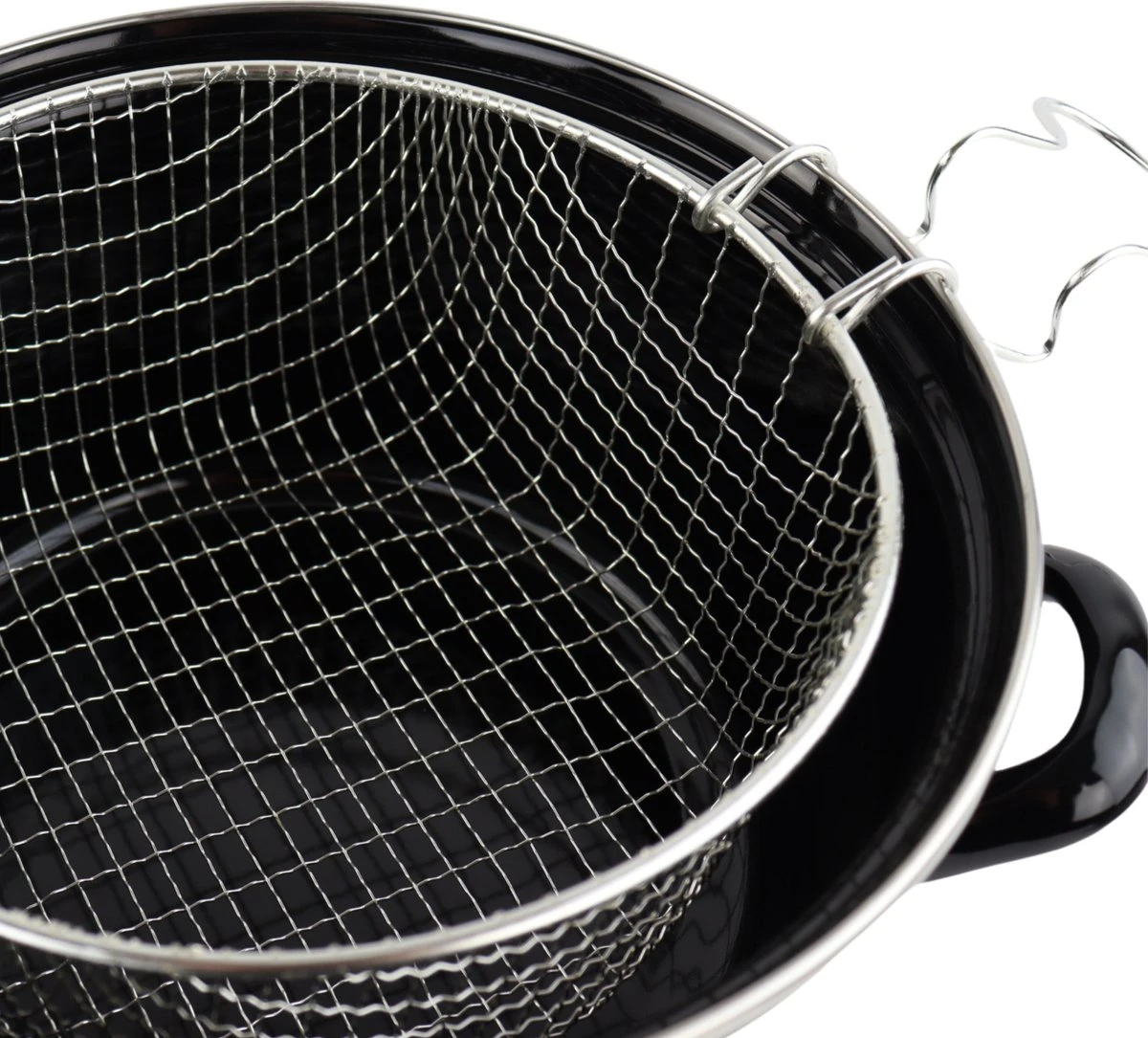 Orange85 Frituurpan - Zwart - Inductie - Emaille - Diameter 24 Cm - Met Draadmand - 3,5 Liter 6 Orange85 Frituurpan - Zwart - Inductie - Emaille - Diameter 24 Cm - Met Draadmand - 3,5 Liter - Afbeelding 4