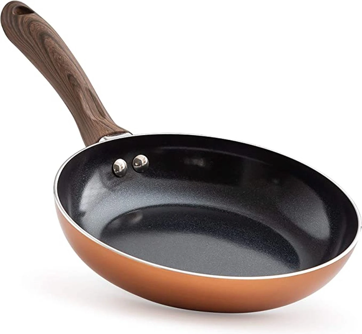 Nuovva Koperen Koekenpan - Keramische Antikleeflaag – Houten Handvat Koekenpan - Ø 24 Cm Inductie - PTFE-vrij 3 Nuovva Koperen Koekenpan - Keramische Antikleeflaag – Houten Handvat Koekenpan - Ø 24 Cm Inductie - PTFE-vrij