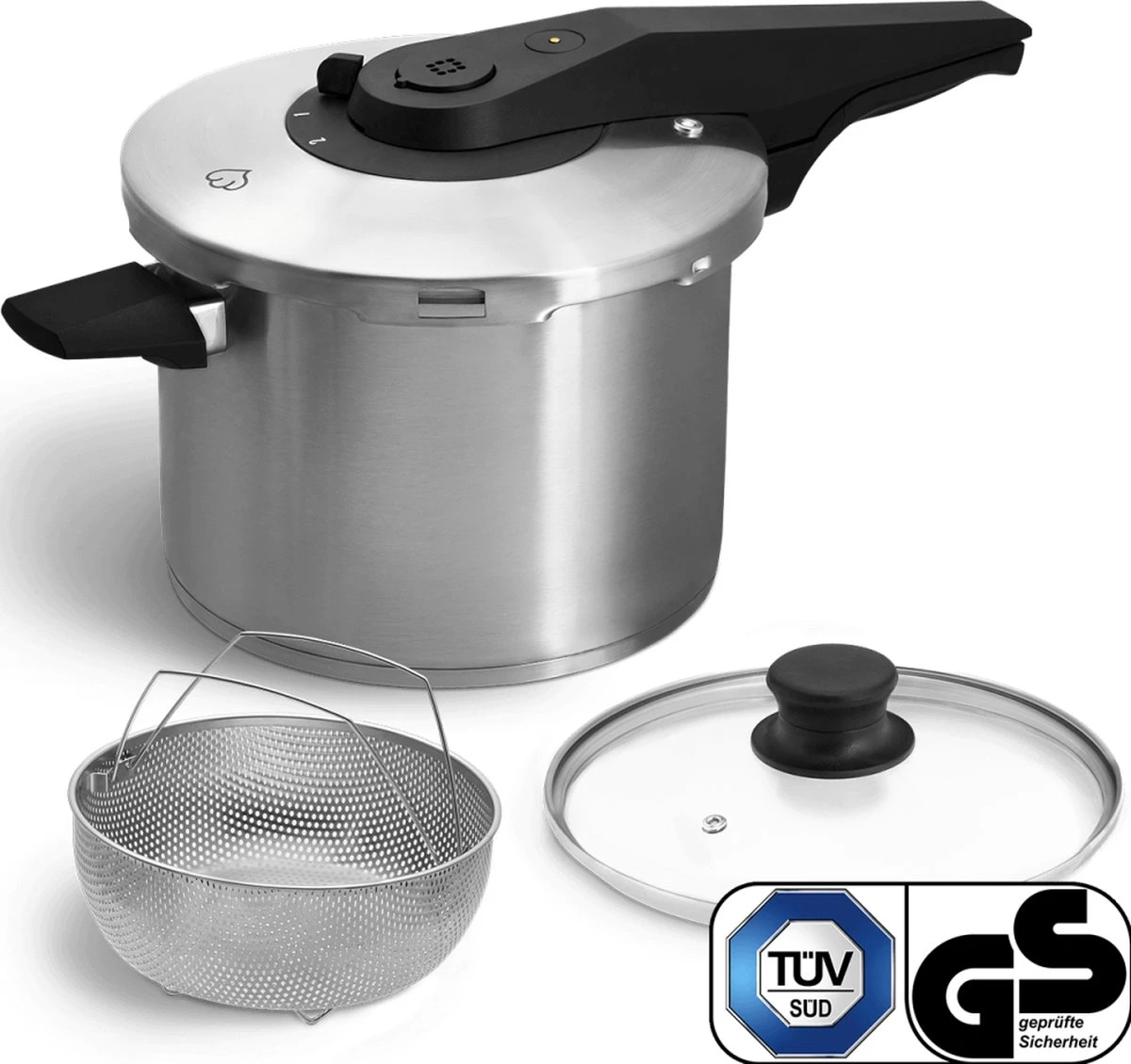 Springlane Roestvrijstalen Snelkookpan - Inductie - Pressure Cooker - 6,0 L Met Stoommand 12 Springlane Roestvrijstalen Snelkookpan - Inductie - Pressure Cooker - 6,0 L Met Stoommand - Afbeelding 10