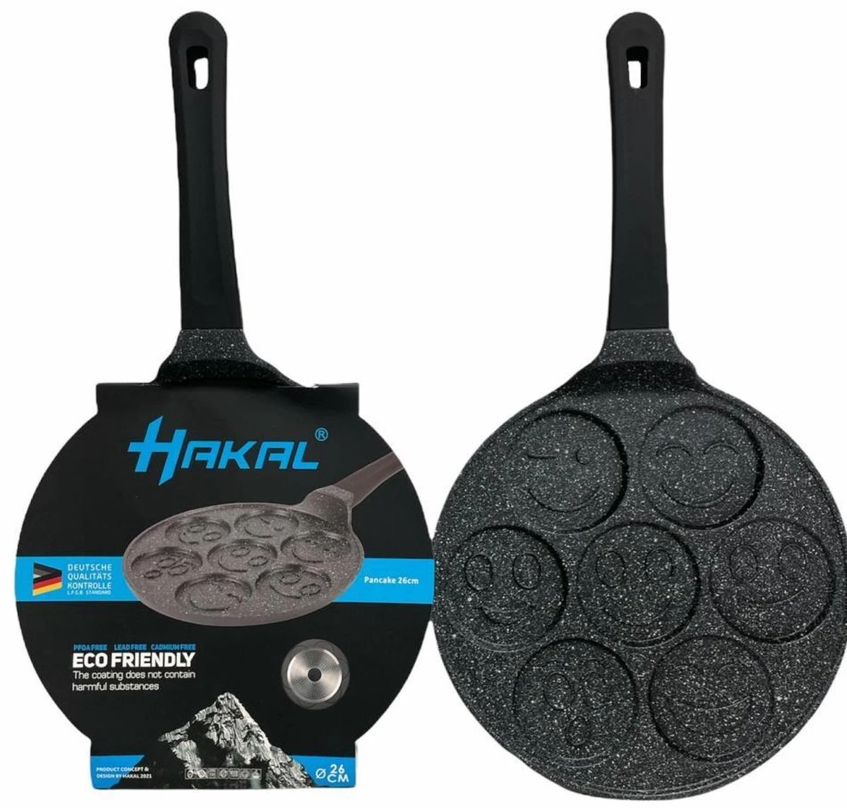 Emoji Pannenkoekenpan Pancake | 26cm | 7 Kop - Marmeren Anti Aanbaklaag Met Smiley 5 Emoji Pannenkoekenpan Pancake | 26cm | 7 Kop - Marmeren Anti Aanbaklaag Met Smiley - Afbeelding 3