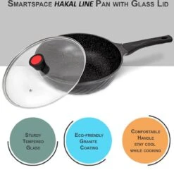 Marble Coating Wokpan Inductie - Met Glazen Deksel - Zwart - 30 Cm -Kookgerei Korting Winkel 1200x1169 2