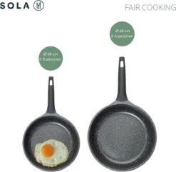 Sola Koekenpan Fair Cooking - Ø 28 Cm - Zwart/wit - Aluminium - Antiaanbaklaag 20 Sola Koekenpan Fair Cooking - Ø 28 Cm - Zwart/wit - Aluminium - Antiaanbaklaag -Kookgerei Korting Winkel 1200x1171