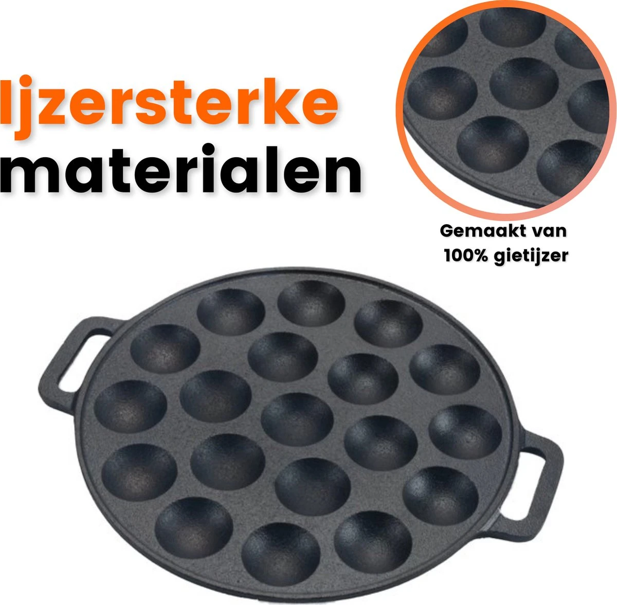 Kicinn Poffertjespan - Poffertjesmaker - Poffertjespan Inductie - Ø 24 Cm - 19 Poffertjes - Inclusief Handvaten 6 Kicinn Poffertjespan - Poffertjesmaker - Poffertjespan Inductie - Ø 24 Cm - 19 Poffertjes - Inclusief Handvaten - Afbeelding 4