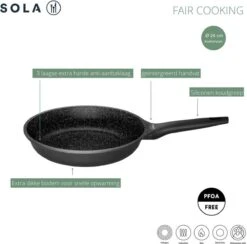 Sola - Fair Cooking Zwart/wit Greblon Anti Aanbaklaag 11 Sola - Fair Cooking Zwart/wit Greblon Anti Aanbaklaag -Kookgerei Korting Winkel 1200x1184
