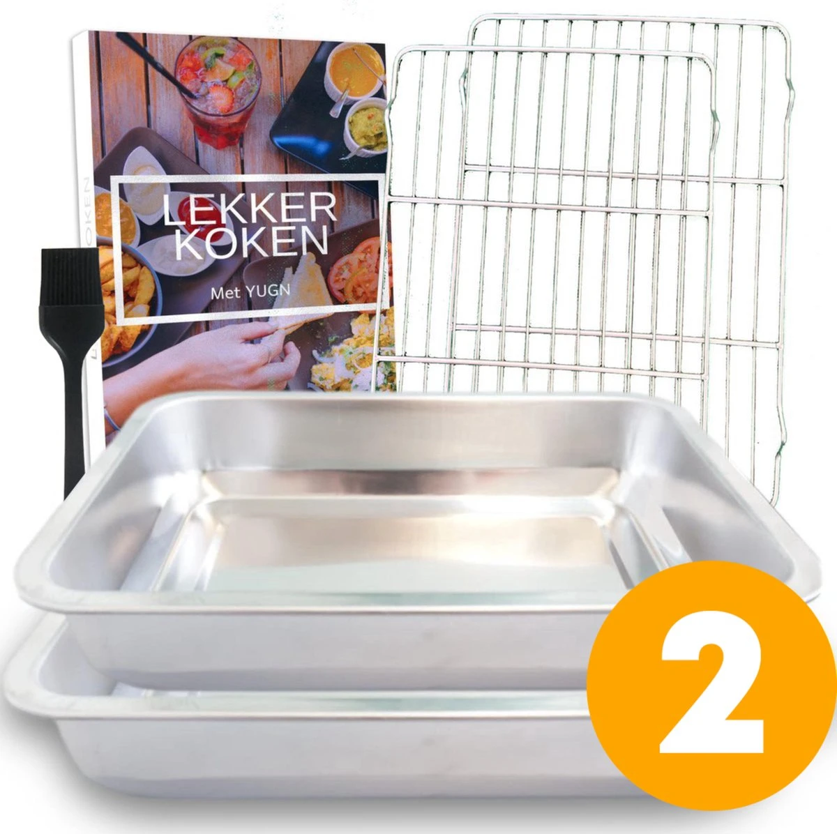 YUGN COMBI Set Braadslede Ovenschaal Combi Braadslee Oven Set - 2x Braadslede Met Rooster Voor Ovengerechten - 36x27x7CM En 40x30x7CM En Inclusief Bakkwast - Cadeau- Cadeautip 3 YUGN COMBI Set Braadslede Ovenschaal Combi Braadslee Oven Set - 2x Braadslede Met Rooster Voor Ovengerechten - 36x27x7CM En 40x30x7CM En Inclusief Bakkwast - Cadeau- Cadeautip