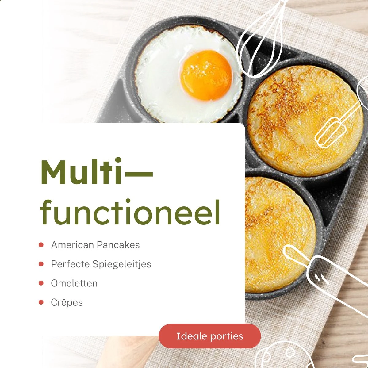 Merkloos Pancake Pan - Omeletpan - Eierpan - Anti Aanbaklaag - PFAS Vrij - Pancake Maker - Geschikt Voor Alle Warmtebronnen - Inductie Pannen 4 Merkloos Pancake Pan - Omeletpan - Eierpan - Anti Aanbaklaag - PFAS Vrij - Pancake Maker - Geschikt Voor Alle Warmtebronnen - Inductie Pannen - Afbeelding 2