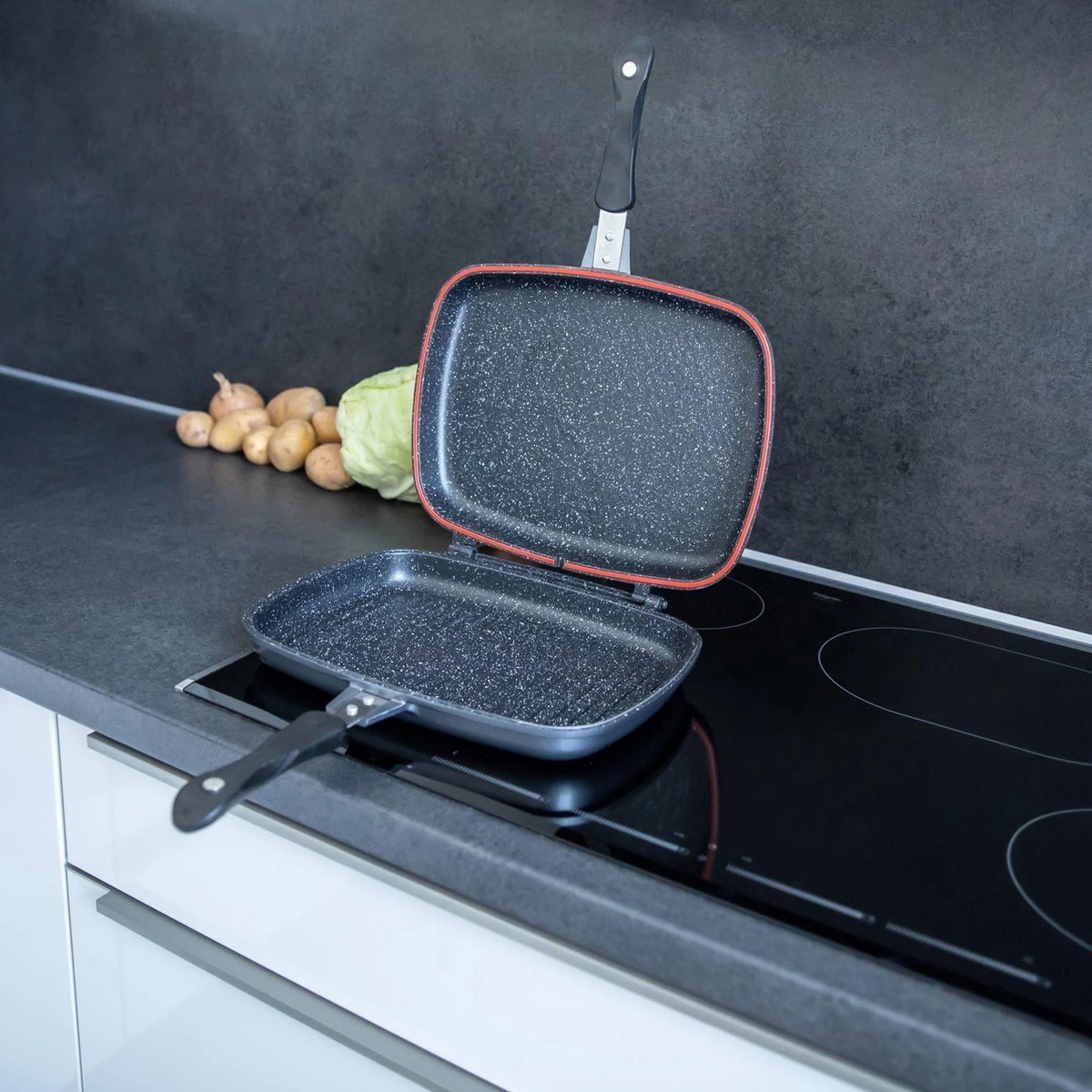 Herenthal Dubbele Grillpan - Ø 28 Cm - Koekenpan - Keramische Pan - Marmeren Coating Met Antiaanbaklaag - PFAS & PFOA Vrij - Pan - Grill - Vermindert Geur, Rook En Oliespatten - Zilver 12 Herenthal Dubbele Grillpan - Ø 28 Cm - Koekenpan - Keramische Pan - Marmeren Coating Met Antiaanbaklaag - PFAS & PFOA Vrij - Pan - Grill - Vermindert Geur, Rook En Oliespatten - Zilver - Afbeelding 10