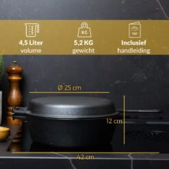 Chefarone Gietijzeren Pan - 2-in-1 Braadpan Inclusief Deksel - Geschikt Voor Alle Warmtebronnen 16 Chefarone Gietijzeren Pan - 2-in-1 Braadpan Inclusief Deksel - Geschikt Voor Alle Warmtebronnen -Kookgerei Korting Winkel 1200x1200 1270