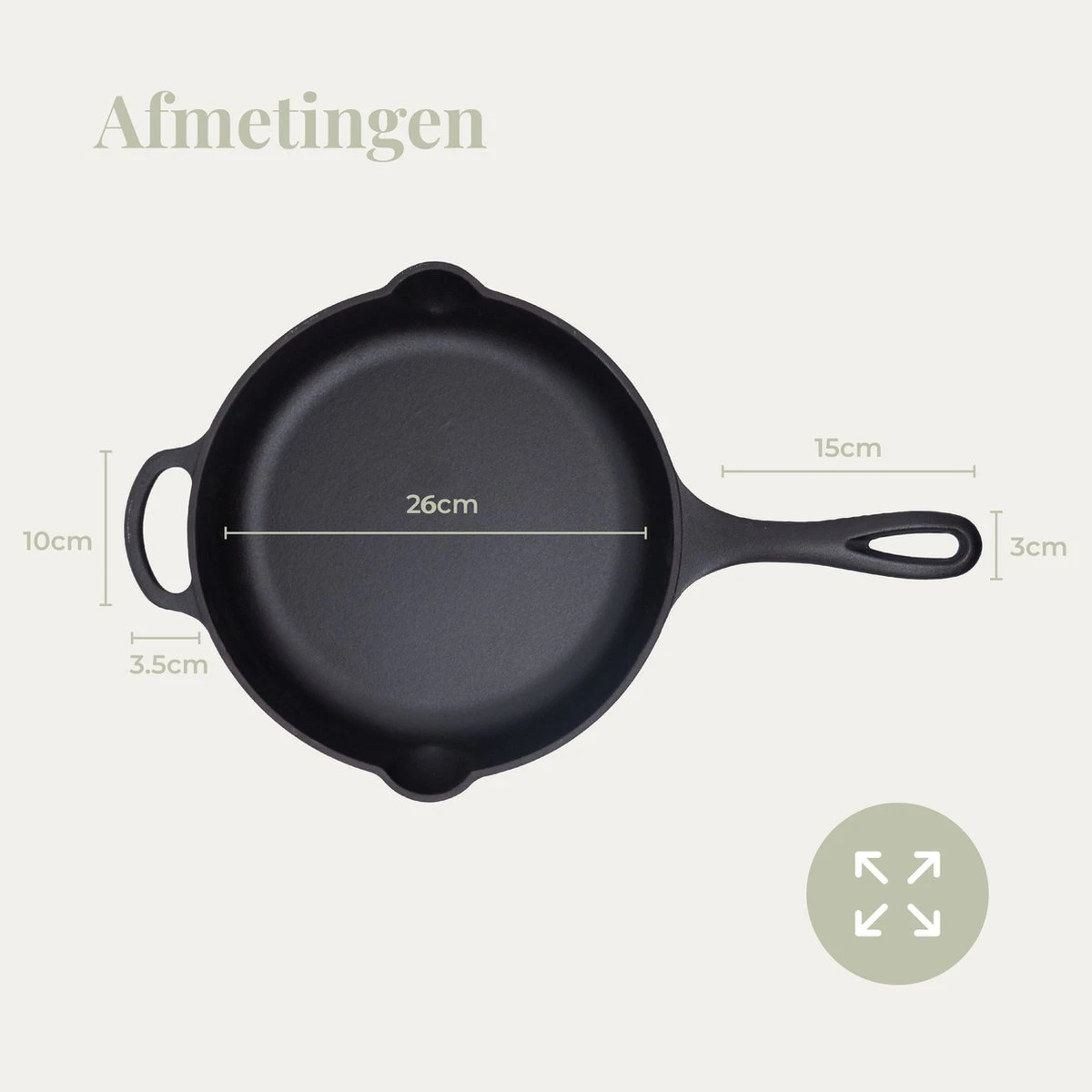 Belluci - Ø26cm - Koekenpan - Skillet + Deksel Geëmailleerde Gietijzeren Pan Voor BBQ En Inductie Incl. Accessoires - Hapjespan - Braadpan 7 Belluci - Ø26cm - Koekenpan - Skillet + Deksel Geëmailleerde Gietijzeren Pan Voor BBQ En Inductie Incl. Accessoires - Hapjespan - Braadpan - Afbeelding 5