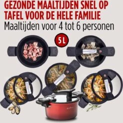 Rosmarino - Snelkookpan Met Glazen Deksel - Zwart - Ø24cm - 5 Liter - 100% PFAS & PFOA Vrij - Aluminium - Pressure Cooker - Non-stick Minerale Coating - Ergonomische Handgrepen - Geschikt Voor Alle Warmtebronnen 22 Rosmarino - Snelkookpan Met Glazen Deksel - Zwart - Ø24cm - 5 Liter - 100% PFAS & PFOA Vrij - Aluminium - Pressure Cooker - Non-stick Minerale Coating - Ergonomische Handgrepen - Geschikt Voor Alle Warmtebronnen -Kookgerei Korting Winkel 1200x1200 1443