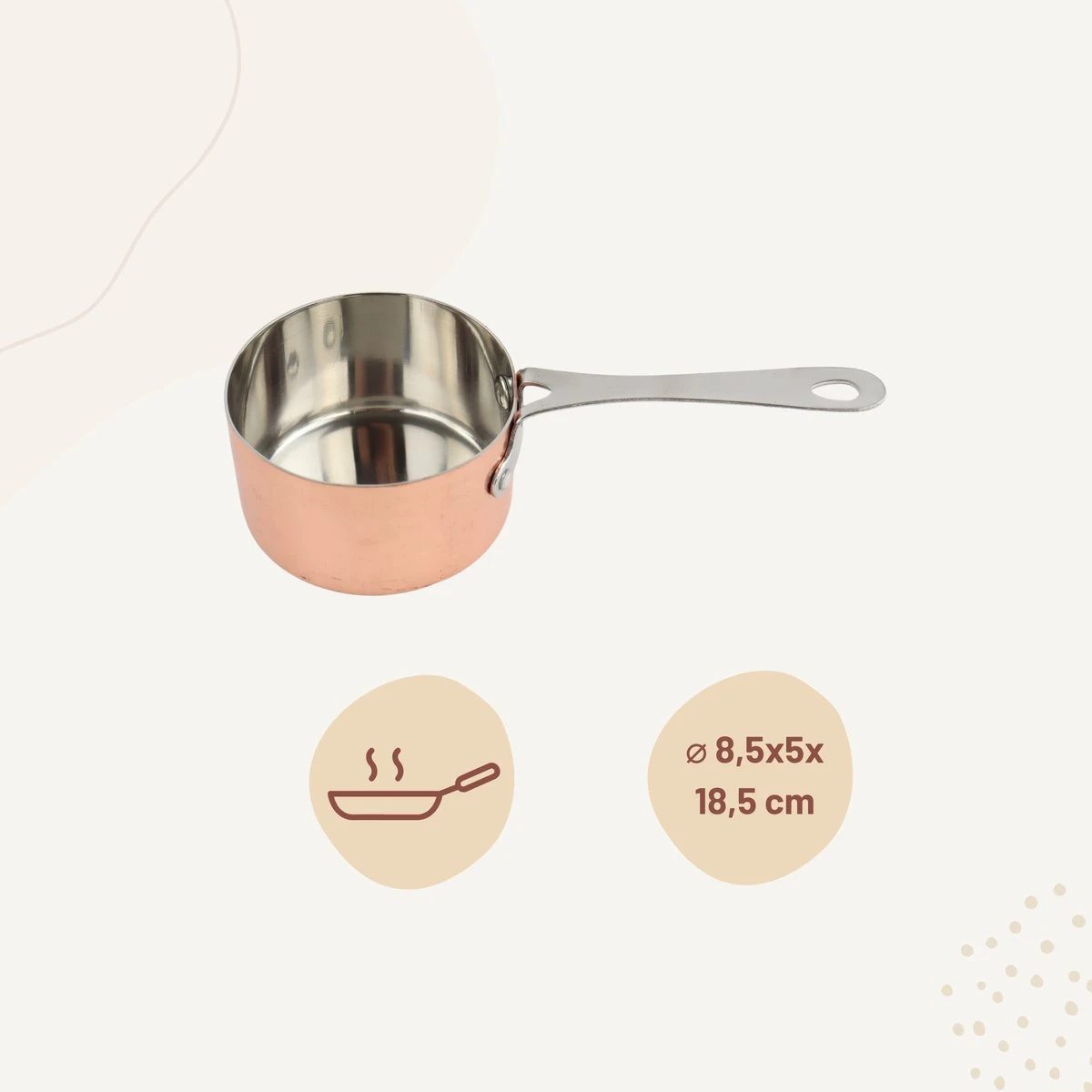 Orange85 Sauspan - Koper - 5x8,5cm - Staal 6 Orange85 Sauspan - Koper - 5x8,5cm - Staal - Afbeelding 4