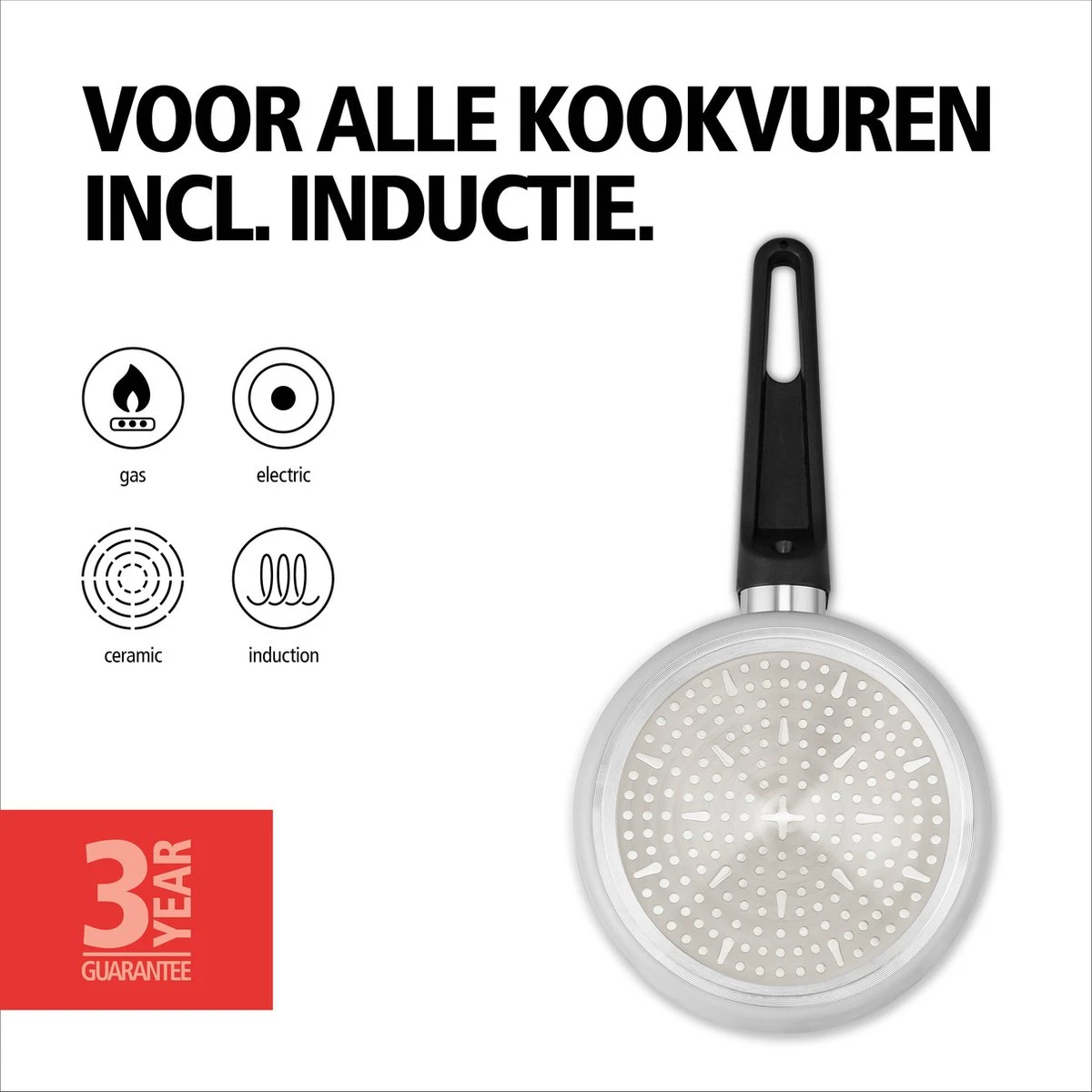 BRABANTIA INDU+ Steelpan Met Deksel - Keramische Antiaanbaklaag - Ø 16 Cm - Inductie - Pfas Vrij 5 BRABANTIA INDU+ Steelpan Met Deksel - Keramische Antiaanbaklaag - Ø 16 Cm - Inductie - Pfas Vrij - Afbeelding 3