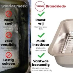 YUGN Braadslede Ovenschaal Braadslee Oven - Braadslede Met Rooster Voor Ovengerechten - Roestvrijstaal En 40x30x7CM - Cadeau Tip -Kookgerei Korting Winkel 1200x1200 1578