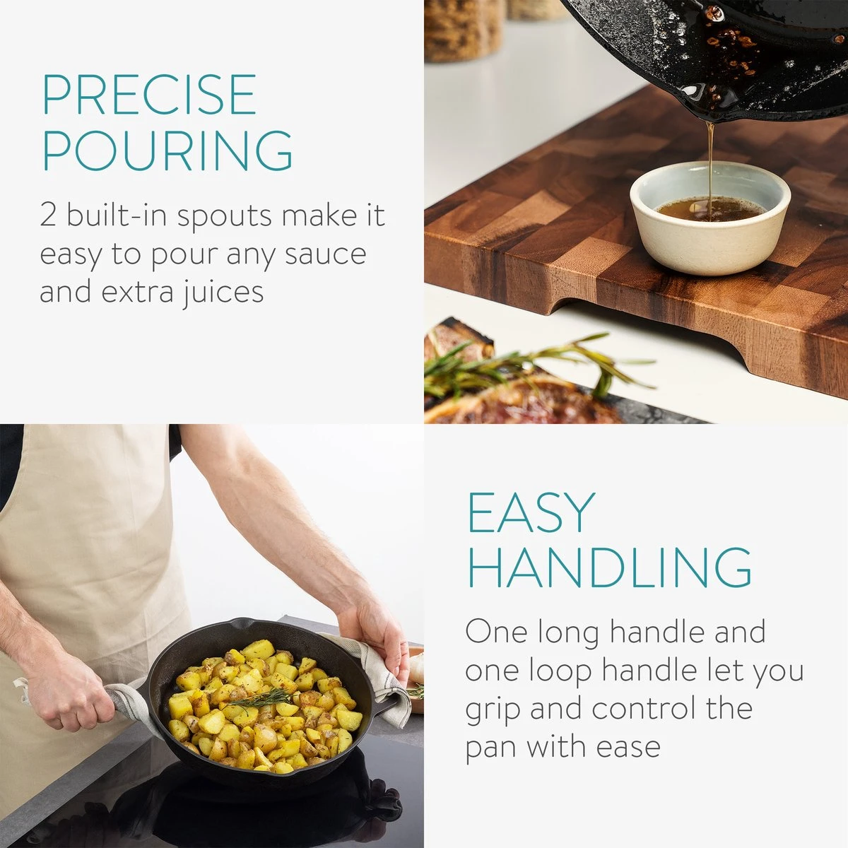Navaris Gietijzeren Koekenpan - Braadpan Van Gietijzer - Ronde Skillet - Geschikt Voor Alle Warmtebronnen - Ø 30 Cm - Ovenbestendig Tot 260 Graden 16 Navaris Gietijzeren Koekenpan - Braadpan Van Gietijzer - Ronde Skillet - Geschikt Voor Alle Warmtebronnen - Ø 30 Cm - Ovenbestendig Tot 260 Graden - Afbeelding 14