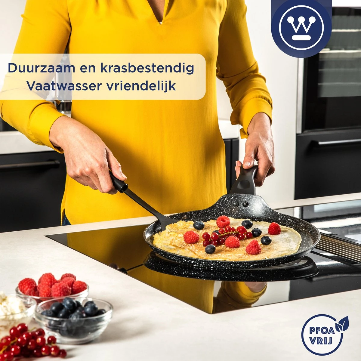 Westinghouse Black Marble - Pannenkoekenpan Inductie - Ø 28 Cm - Zwart Marmer 7 Westinghouse Black Marble - Pannenkoekenpan Inductie - Ø 28 Cm - Zwart Marmer - Afbeelding 5