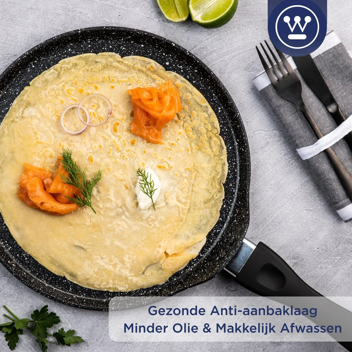 Westinghouse Black Marble - Pannenkoekenpan Inductie - Ø 28 Cm - Zwart Marmer 9 Westinghouse Black Marble - Pannenkoekenpan Inductie - Ø 28 Cm - Zwart Marmer - Afbeelding 7