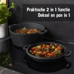 Daumonet Ducasse Gietijzeren Double Use Braadpan - Combi Sudderpan Zwart - 2-in-1 Bak- En Braadpan - PFAS & PFOA Vrij - Rond - Ø 26 Cm - 4,4 Liter - Emaille - Alle Warmtebronnen - Elektrisch - Gas - Halogeen - Inductie - Keramisch 14 Daumonet Ducasse Gietijzeren Double Use Braadpan - Combi Sudderpan Zwart - 2-in-1 Bak- En Braadpan - PFAS & PFOA Vrij - Rond - Ø 26 Cm - 4,4 Liter - Emaille - Alle Warmtebronnen - Elektrisch - Gas - Halogeen - Inductie - Keramisch -Kookgerei Korting Winkel 1200x1200 860