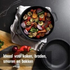 Daumonet Ducasse Gietijzeren Double Use Braadpan - Combi Sudderpan Zwart - 2-in-1 Bak- En Braadpan - PFAS & PFOA Vrij - Rond - Ø 26 Cm - 4,4 Liter - Emaille - Alle Warmtebronnen - Elektrisch - Gas - Halogeen - Inductie - Keramisch 15 Daumonet Ducasse Gietijzeren Double Use Braadpan - Combi Sudderpan Zwart - 2-in-1 Bak- En Braadpan - PFAS & PFOA Vrij - Rond - Ø 26 Cm - 4,4 Liter - Emaille - Alle Warmtebronnen - Elektrisch - Gas - Halogeen - Inductie - Keramisch -Kookgerei Korting Winkel 1200x1200 861