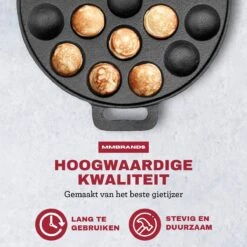 MM Brands Poffertjespan - Poffertjesmaker - Inductie / Oven / BBQ - Inclusief Handvat, Borstel En Vorken -Kookgerei Korting Winkel 1200x1200 869