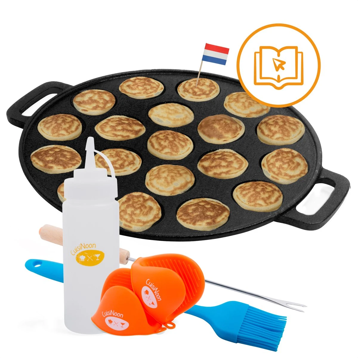 CuisiNoon® Poffertjespan Premium - Complete Poffertjesmaker Set - Inclusief Bakboek 3 CuisiNoon® Poffertjespan Premium - Complete Poffertjesmaker Set - Inclusief Bakboek
