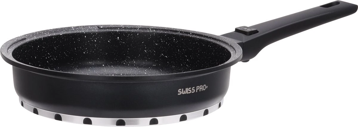Swiss Pro+ | Set 14 Delige Pannenset | Inductie - Pannensets - Glazen Deksel - Met Afneembare Handgreep - Marmeren Interieur -PFAS-vrij | Black (Zwart) 10 Swiss Pro+ | Set 14 Delige Pannenset | Inductie - Pannensets - Glazen Deksel - Met Afneembare Handgreep - Marmeren Interieur -PFAS-vrij | Black (Zwart) - Afbeelding 8