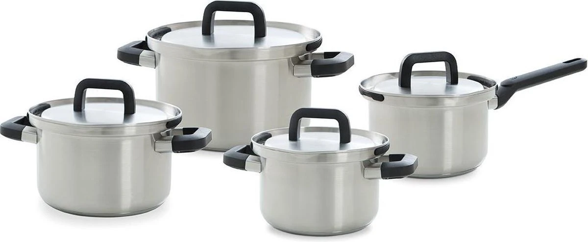 BK Flow Cool Pannenset - 4-delig – RVS Deksels - Veilig Afgietsysteem - Geschikt Voor Alle Warmtebronnen