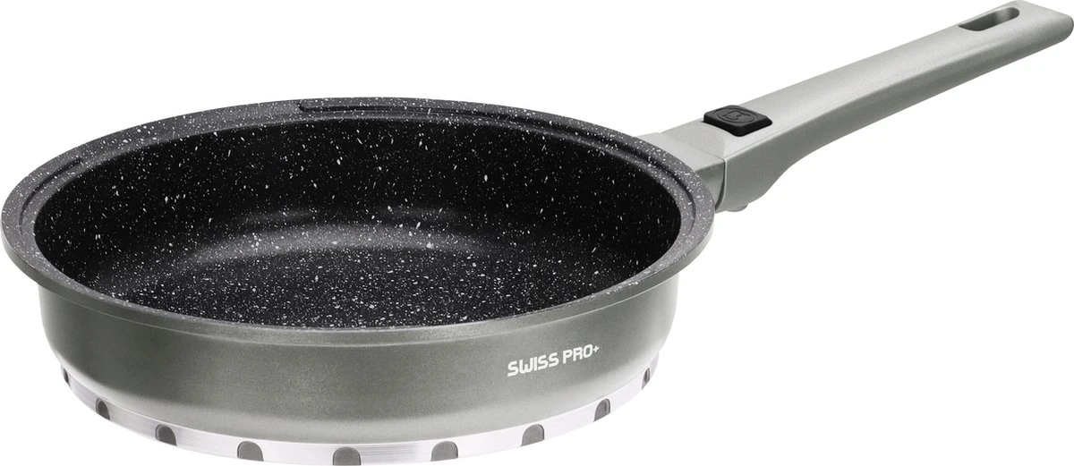 Swiss Pro+ | Set 14 Delige Pannenset | Inductie - Pannensets - Glazen Deksel - Met Afneembare Handgreep - Marmeren Interieur -PFAS-vrij | Grey / Silver 8 Swiss Pro+ | Set 14 Delige Pannenset | Inductie - Pannensets - Glazen Deksel - Met Afneembare Handgreep - Marmeren Interieur -PFAS-vrij | Grey / Silver - Afbeelding 6