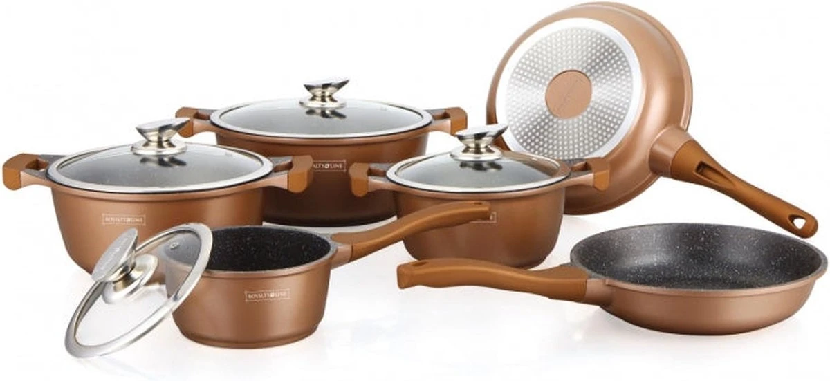 Royalty Line 10-delige Pannenset-- RVS - Gietijzer- Roze 11 Royalty Line 10-delige Pannenset-- RVS - Gietijzer- Roze - Afbeelding 9