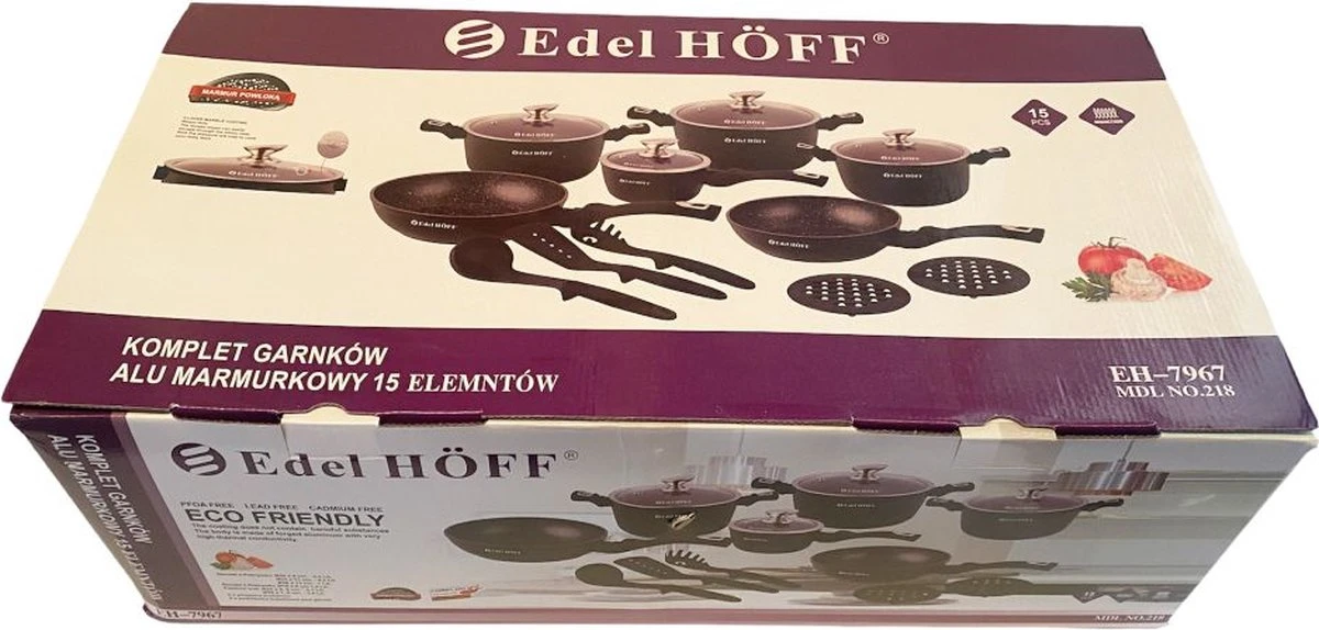 Pannenset - Kookpan - Inductie - 15 Delig Marmeren Coating - Zwart 4 Pannenset - Kookpan - Inductie - 15 Delig Marmeren Coating - Zwart - Afbeelding 2