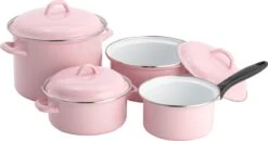 Lite-Body Pannenset 4-delig - Emaille - Roze