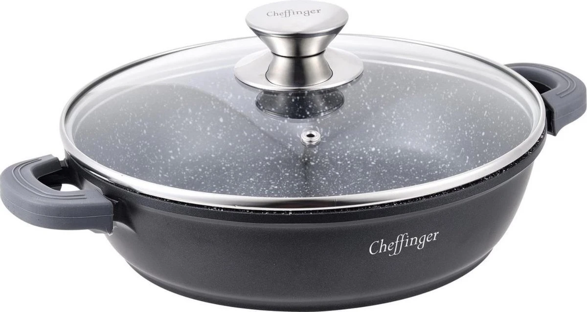 Cheffinger 28cm Lage Kookpot / Braadpan - CF-SC28 3 Cheffinger 28cm Lage Kookpot / Braadpan - CF-SC28