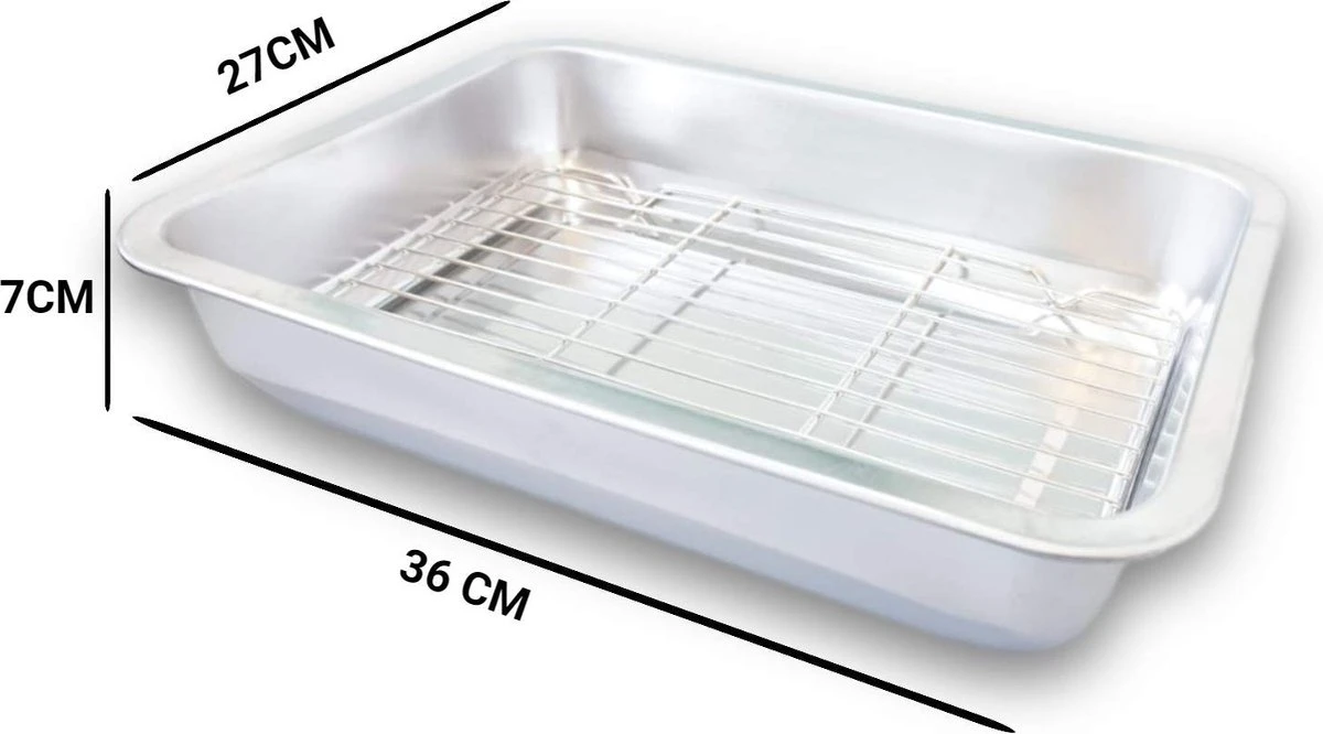 YUGN COMBI Set Braadslede Ovenschaal Combi Braadslee Oven Set - 2x Braadslede Met Rooster Voor Ovengerechten - 36x27x7CM En 40x30x7CM En Inclusief Bakkwast - Cadeau- Cadeautip 5 YUGN COMBI Set Braadslede Ovenschaal Combi Braadslee Oven Set - 2x Braadslede Met Rooster Voor Ovengerechten - 36x27x7CM En 40x30x7CM En Inclusief Bakkwast - Cadeau- Cadeautip - Afbeelding 3