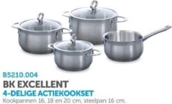 BK Excellent Pannenset - 4-delig - RVS - Inductie 30 BK Excellent Pannenset - 4-delig - RVS - Inductie -Kookgerei Korting Winkel 1200x730