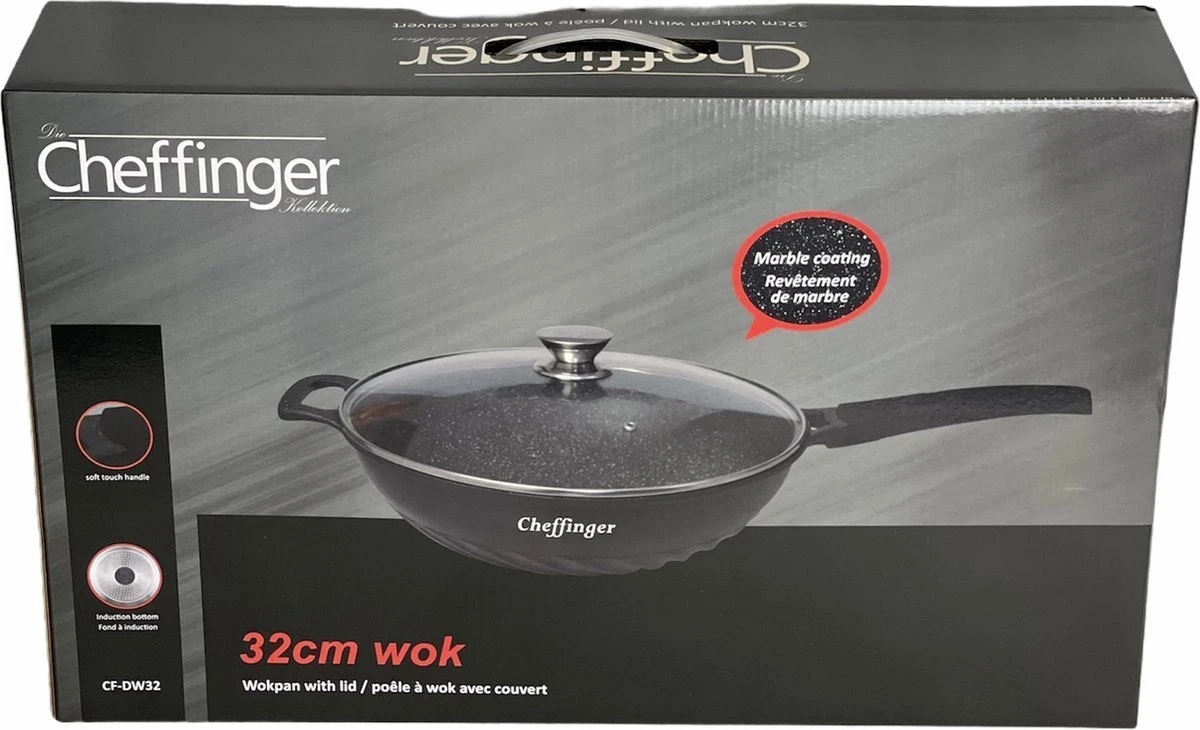Cheffinger Wokpan Met Deksel - 32cm - Zwart - Pan - Keukenaccessoires 7 Cheffinger Wokpan Met Deksel - 32cm - Zwart - Pan - Keukenaccessoires - Afbeelding 5