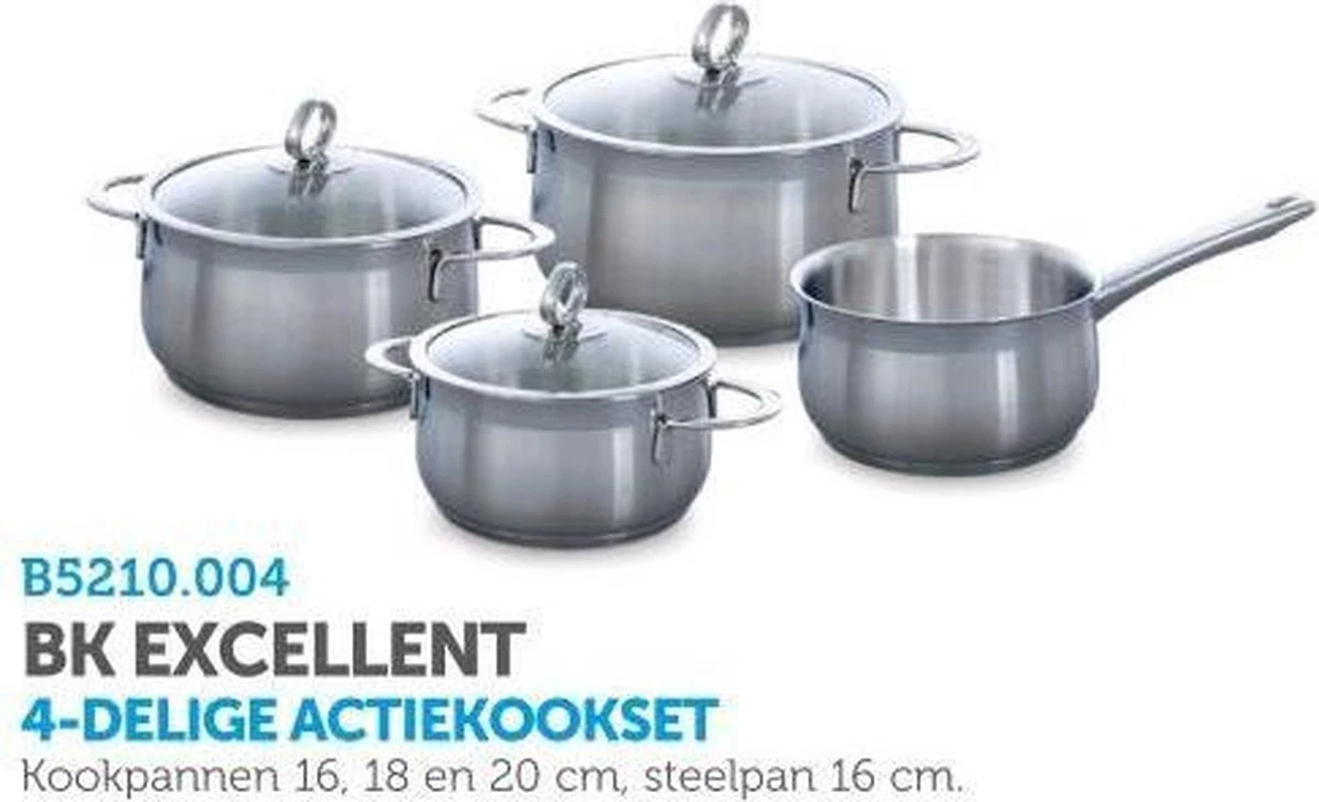 BK Excellent Pannenset - 4-delig - RVS - Inductie 16 BK Excellent Pannenset - 4-delig - RVS - Inductie - Afbeelding 14