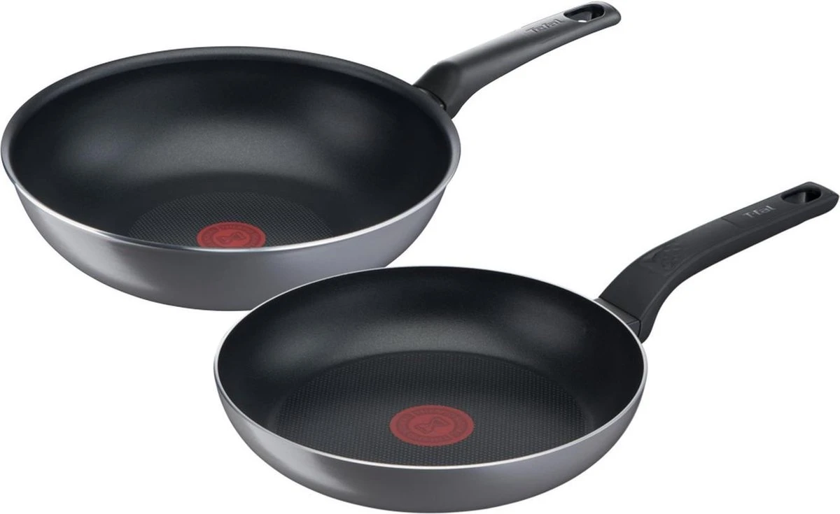 Tefal Easy Plus Pannenset - Koekenpan Ø 24 Cm + Wokpan Ø 28 Cm - Niet Geschikt Voor Inductie 3 Tefal Easy Plus Pannenset - Koekenpan Ø 24 Cm + Wokpan Ø 28 Cm - Niet Geschikt Voor Inductie