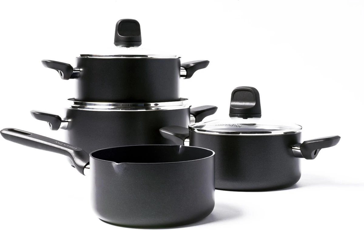 GreenPan Memphis Pannenset - 4-delig - Zwart - Inductie - PFAS-vrij 3 GreenPan Memphis Pannenset - 4-delig - Zwart - Inductie - PFAS-vrij