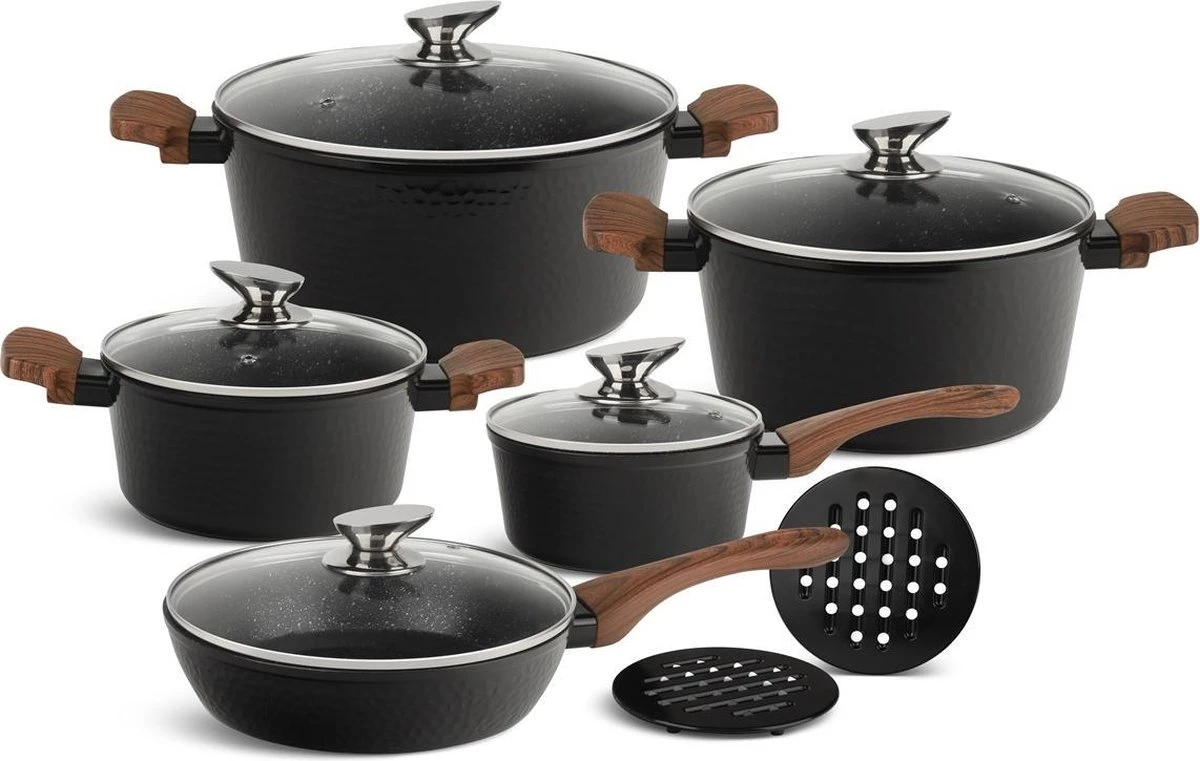 Edënbërg Black Line - 12-delige Luxe Pannenset Van Gesmeed Aluminium 3 Edënbërg Black Line - 12-delige Luxe Pannenset Van Gesmeed Aluminium