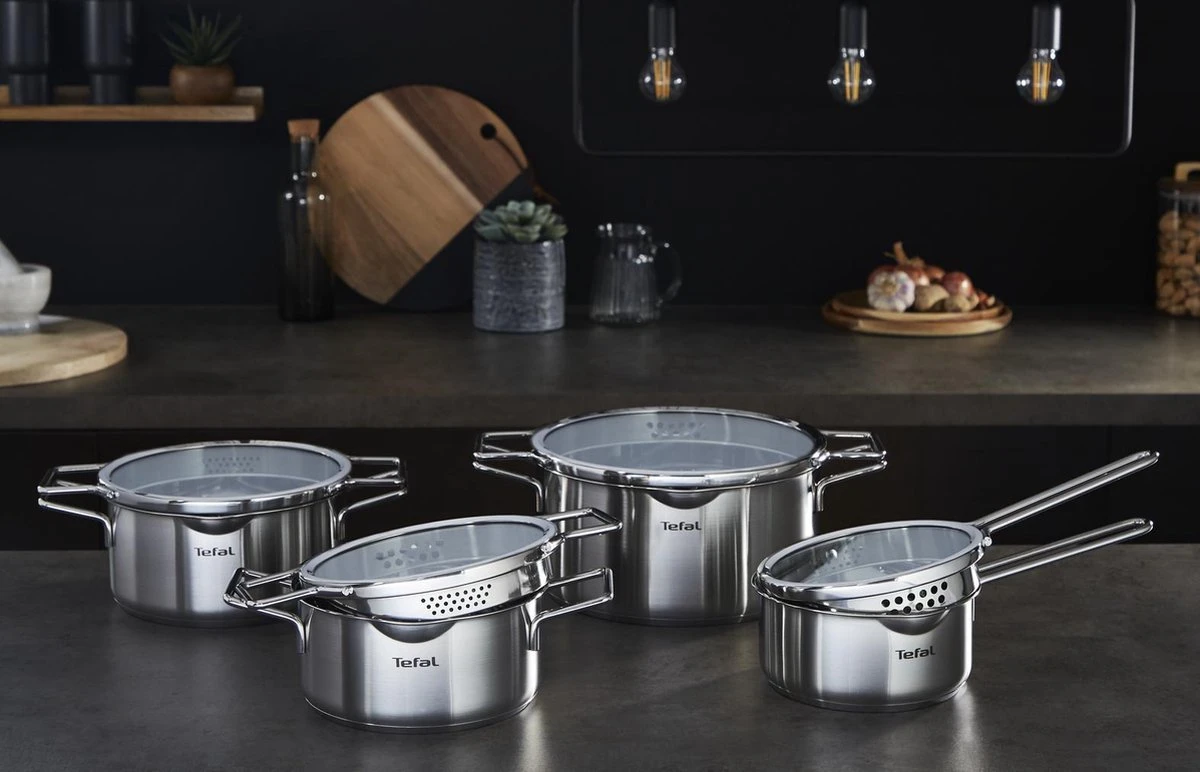 Tefal Nordica Pannenset 4 Delig - Steelpan Ø16 Cm & Kookpan Ø 18 + Ø 20 + Ø 24 Cm 4 Tefal Nordica Pannenset 4 Delig - Steelpan Ø16 Cm & Kookpan Ø 18 + Ø 20 + Ø 24 Cm - Afbeelding 2