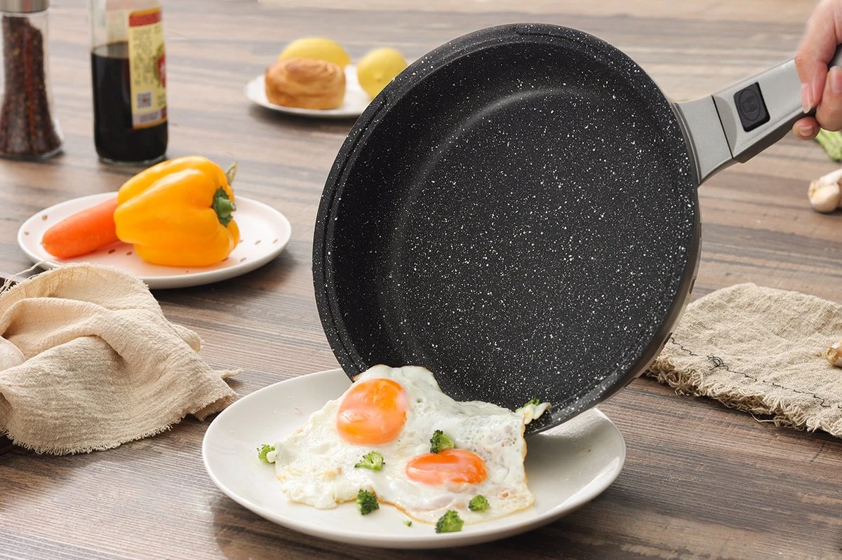 Swiss Pro+ | Set 14 Delige Pannenset | Inductie - Pannensets - Glazen Deksel - Met Afneembare Handgreep - Marmeren Interieur -PFAS-vrij | Grey / Silver 4 Swiss Pro+ | Set 14 Delige Pannenset | Inductie - Pannensets - Glazen Deksel - Met Afneembare Handgreep - Marmeren Interieur -PFAS-vrij | Grey / Silver - Afbeelding 2