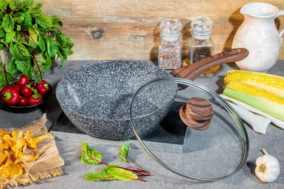 Edënbërg Stonetec Line - Wokpan Keramisch - 24 Cm - 3-laags Anti-aanbaklaag! 4 Edënbërg Stonetec Line - Wokpan Keramisch - 24 Cm - 3-laags Anti-aanbaklaag! - Afbeelding 2