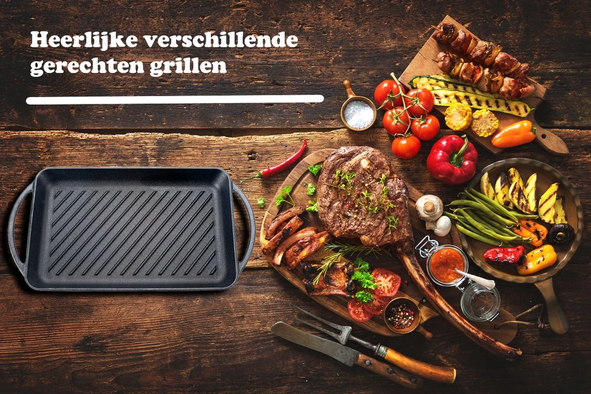 Kicinn Grillplaat - Gietijzer - Geëmailleerd - Incl. Accessoires - Ø 33 X 21.8 Cm (LxB) 8 Kicinn Grillplaat - Gietijzer - Geëmailleerd - Incl. Accessoires - Ø 33 X 21.8 Cm (LxB) - Afbeelding 6