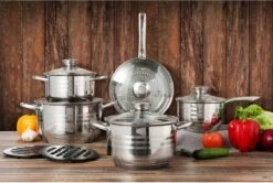 Swiss - Pannenset Inductie 12-delig - Glazen Deksel - RVS Pan / Steelpan / Koekenpan - PFAS-vrij 7 Swiss - Pannenset Inductie 12-delig - Glazen Deksel - RVS Pan / Steelpan / Koekenpan - PFAS-vrij -Kookgerei Korting Winkel 1200x805 1