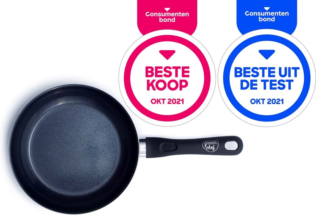 GreenChef Diamond Koekenpannenset Ø 20cm + Ø 28cm - Zwart - Inductie - PFAS-vrij 6 GreenChef Diamond Koekenpannenset Ø 20cm + Ø 28cm - Zwart - Inductie - PFAS-vrij - Afbeelding 4