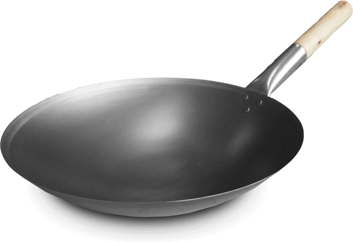 Kitchen Basics Wokpan 40 Cm + Houten Steel 4 Kitchen Basics Wokpan 40 Cm + Houten Steel - Afbeelding 2